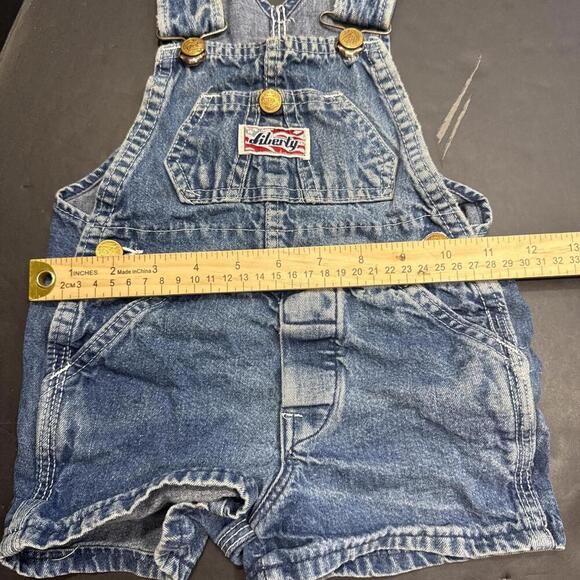 Vintage Liberty Denim Bib Overall Shorts Farm Work Baby Size 2 USA - Picture 10 of 14